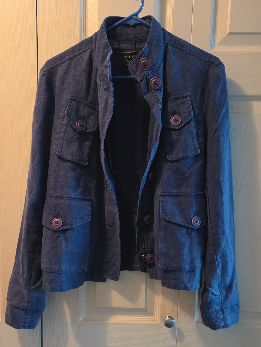 Vintage French Connection Dark Blue Military-Style Jacket